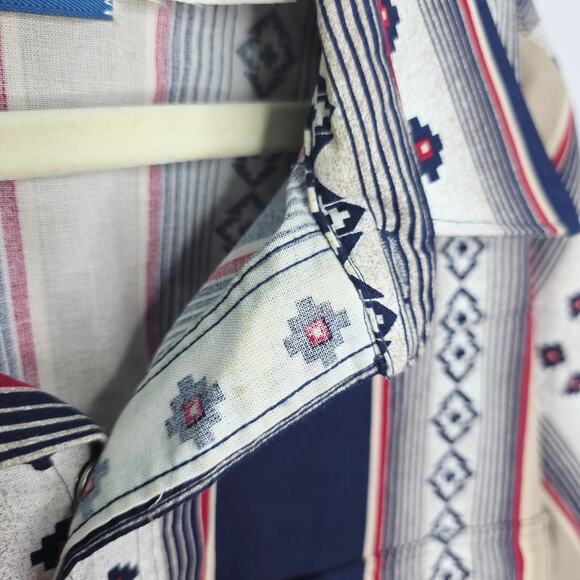 Vintage Wrangler Western Pearl Snap Striped Southwest Men's Rodeo Shirt XL 90S - Picture 5 of 16